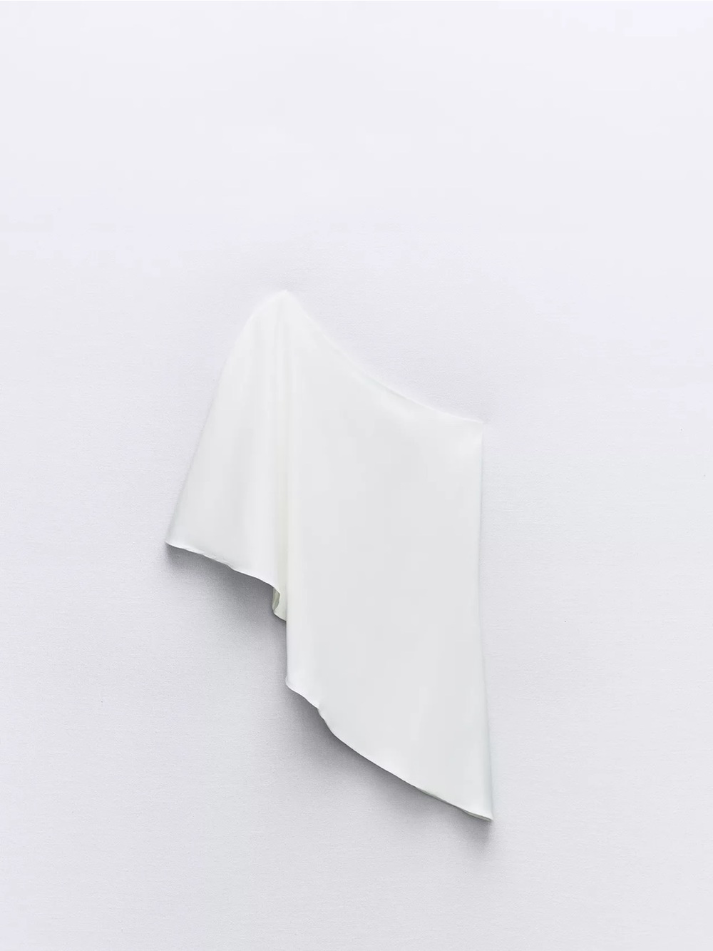 Zara Asymmetric White One-Shoulder Top with Voluminous Cape